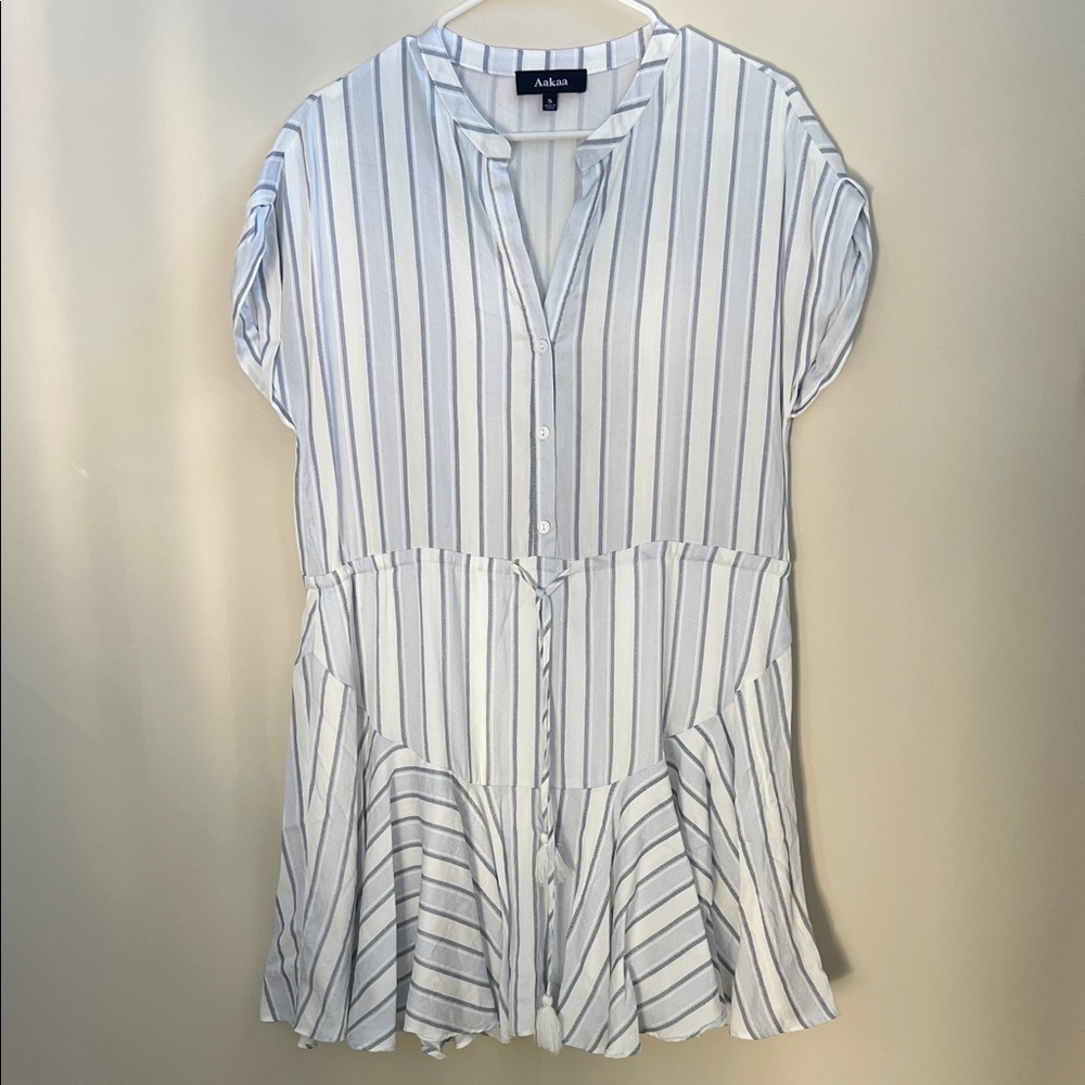 Aakaa Blue and White Striped Blouse